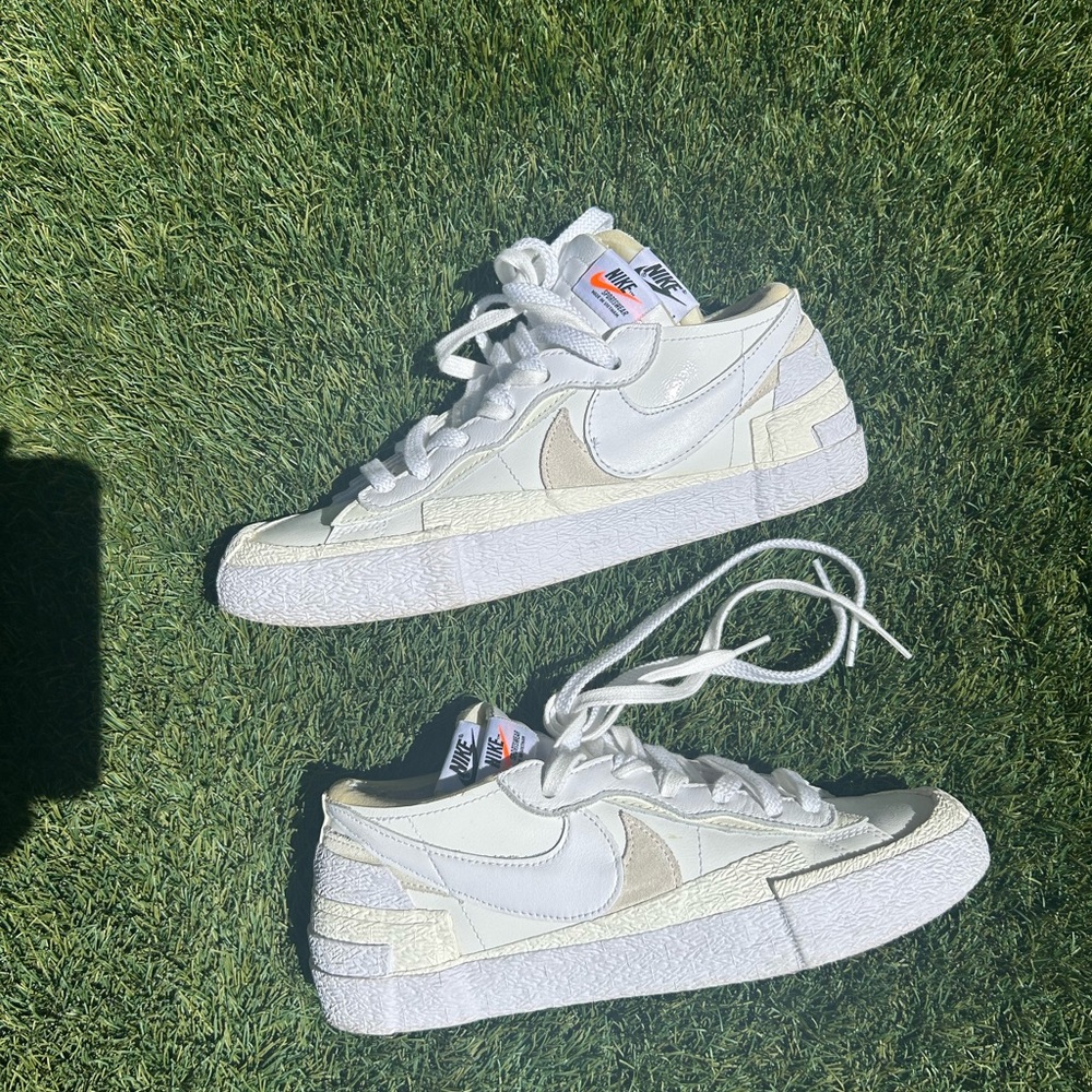Nike Sacai Low-Top Sneakers in White & Cream